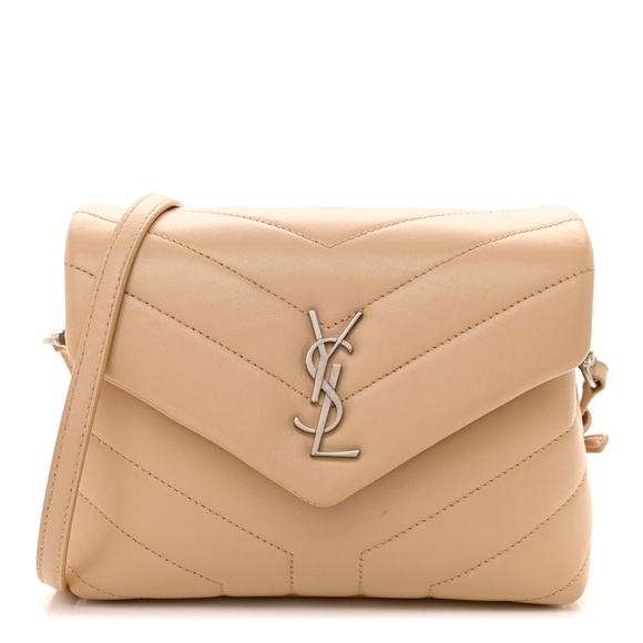 Authentic YSL Saint Laurent LOULOU TOY STRAP BAG IN MATELASSÉ "Y" LEATHER  Beige - Picture 6 of 17